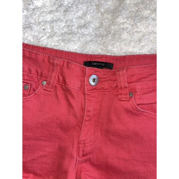 Forever 21 sz. 28 red/ pink short jean shorts. Great pair, comfortable - Picture 6 of 10